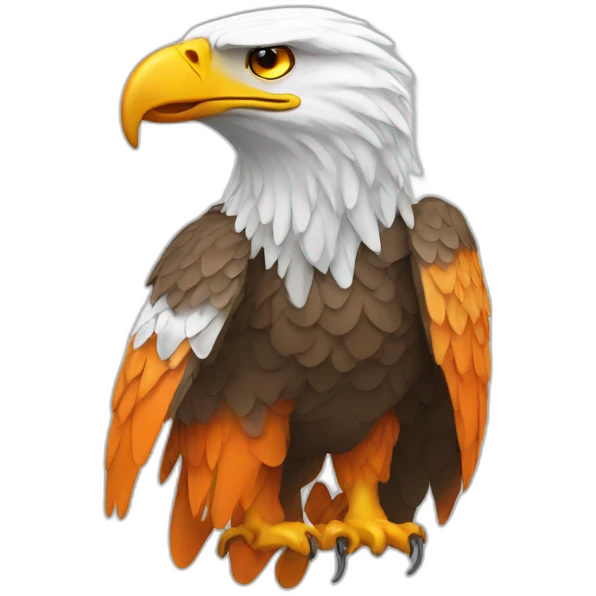 Eagle with tee shirt white orange emoji