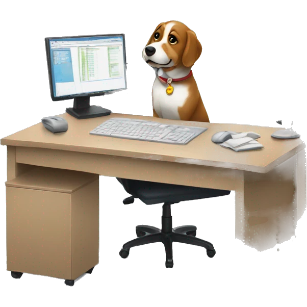 perro en una oficina de trabajo emoji