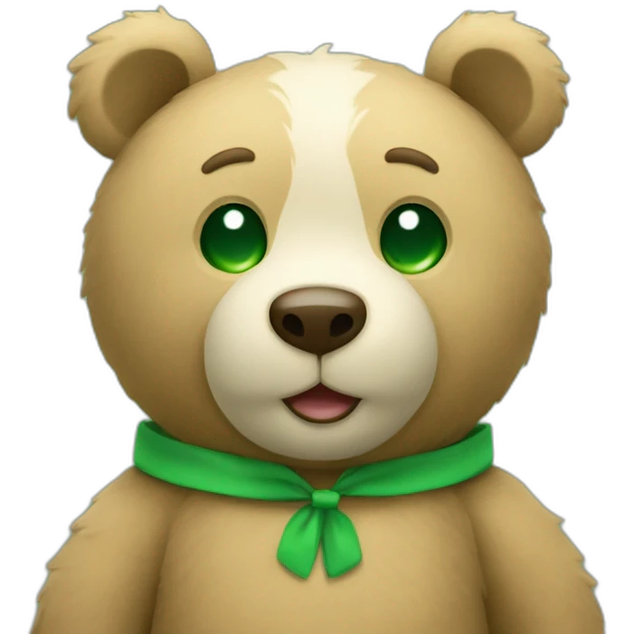 A teddy bear connecting two dots with a green line emoji