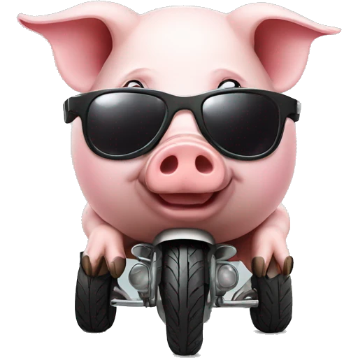 Pig wearing sunglasses and a motorbike helmet emoji