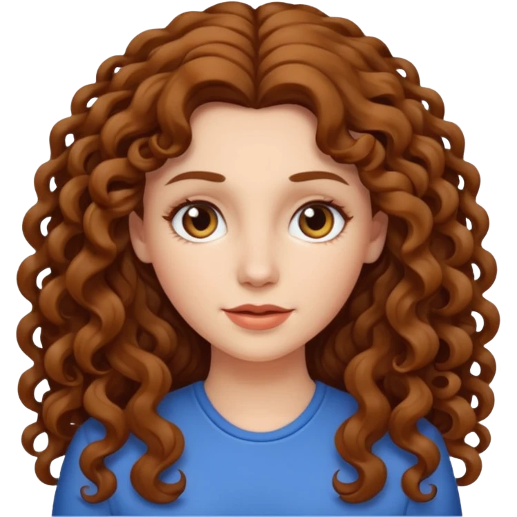 white woman with long curly brown hair emoji