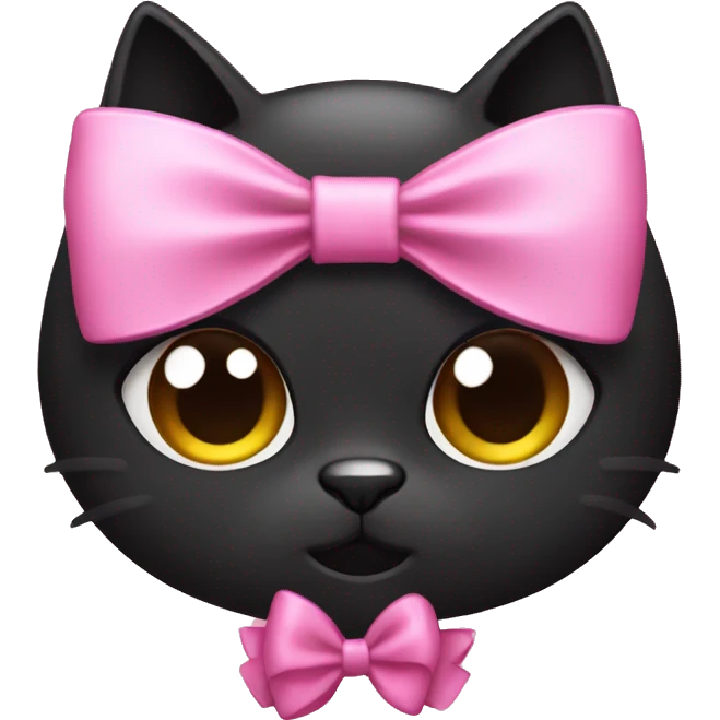 Pink bow on a black cat emoji