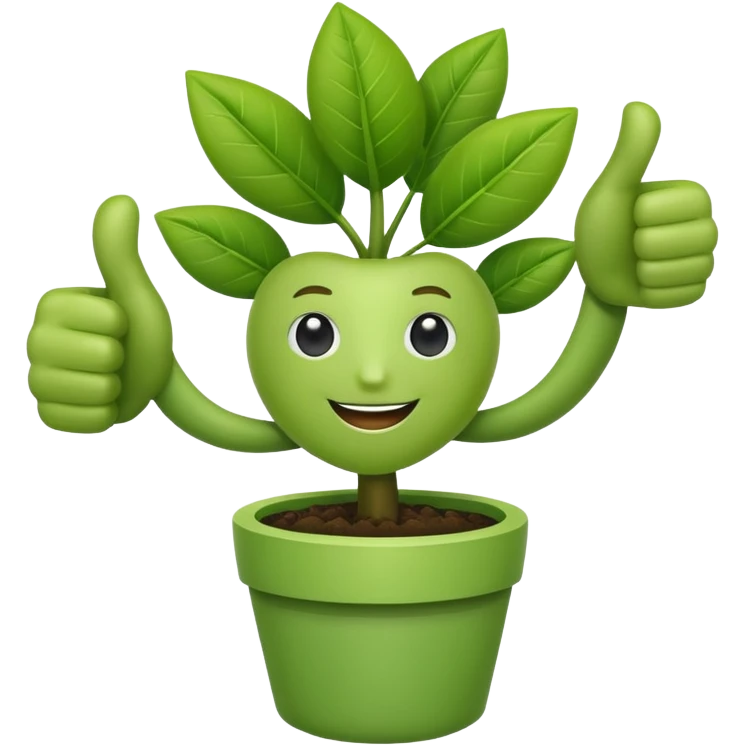 Plant with a thumbs up emoji
