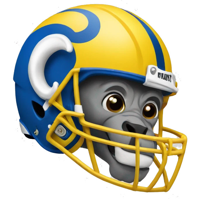 Ram wearing a blue and yellow football helmet  emoji