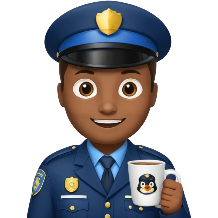police penguin holding coffe emoji