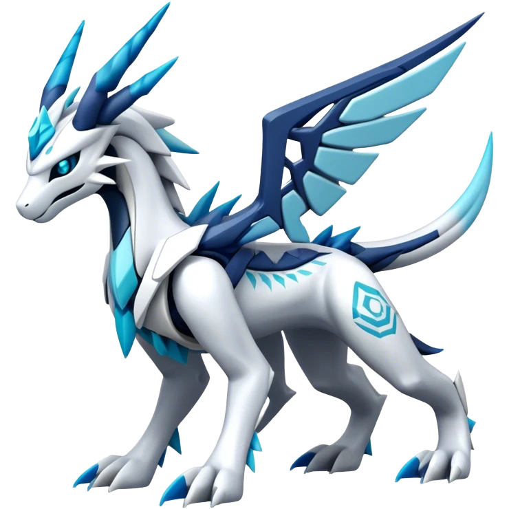 Futuristic Kyurem-reshiram-Glaceon-dialga-suicune-hybrid, full body emoji