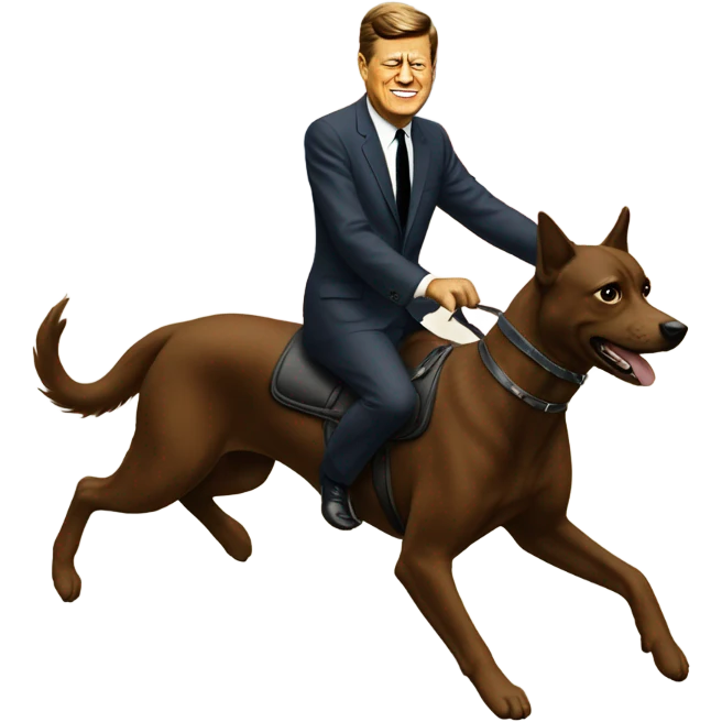 JFK riding a dog emoji