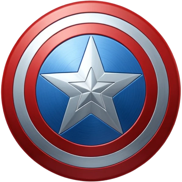 Captain America shield, red and blue colors only, metallic effect emoji
