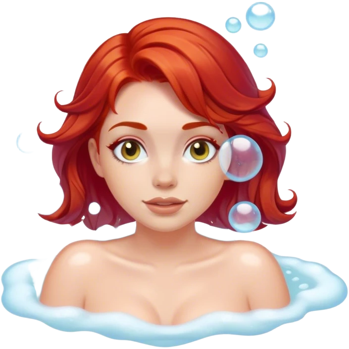 Red hair voluptuous bubble bath emoji