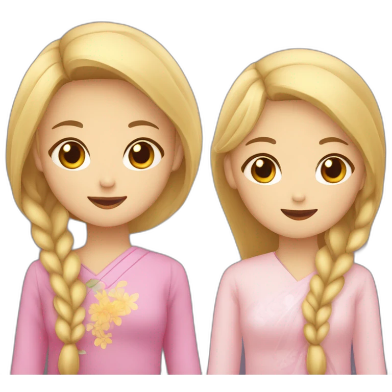 deux filles une fille blonde et fille asiatique emoji