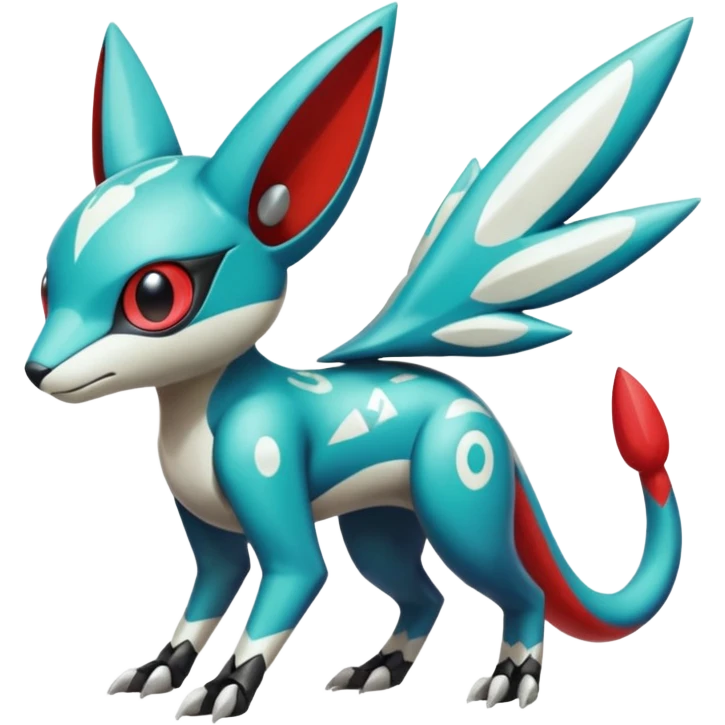Shiny Colorful Exotic Futuristic Cyber-Vernid-Trico-Meloetta-Latias-Koraidon-Peppercat-Protogen-Pokémon-Digimon-Fakémon-fusion-hybrid-creature emoji