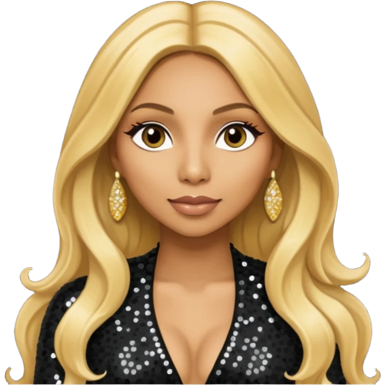 Tamar Braxton with long golden blonde hair, black sequin outfit emoji