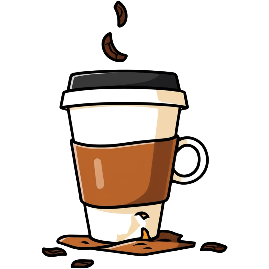 broken coffee cup with cracks and spilled coffee emoji