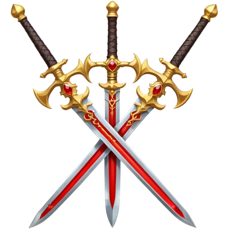 Golden fiery royal two crossed swrods with red gem and golden blade and golden handle emoji