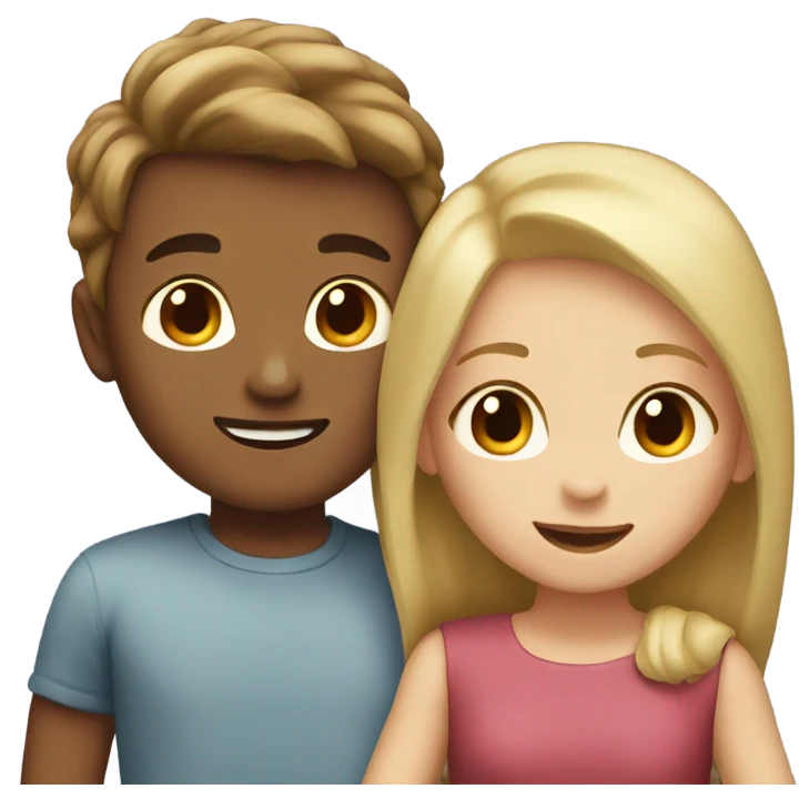girl with brown hair hugging boy with blonde hair emoji