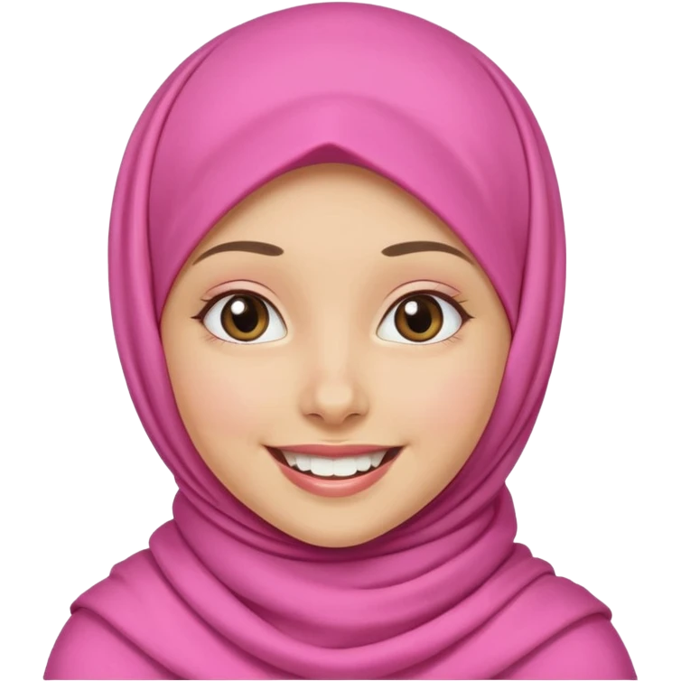 A medium light skin girl with pink hijab smile happily without teeth show emoji