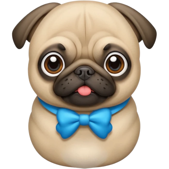 um pug com gravata borboleta azul emoji