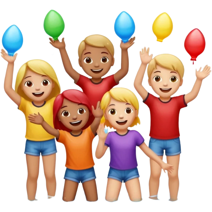 children playing with water balloons emoji