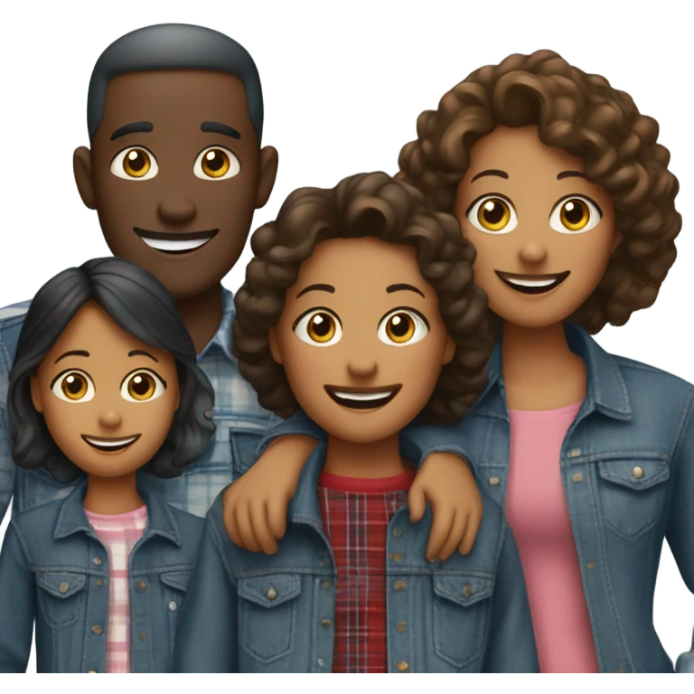 Family in plaid and denim emoji