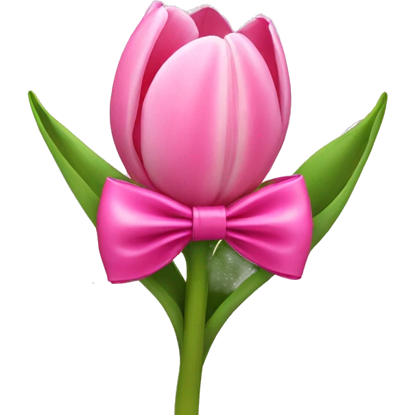 Pink tulips with a bow emoji