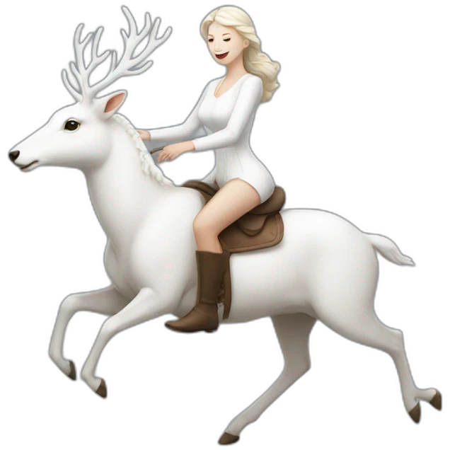 A white lady riding the White deer emoji