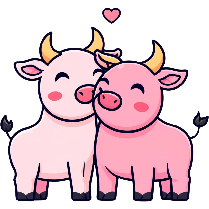 Pink bull kisses emoji