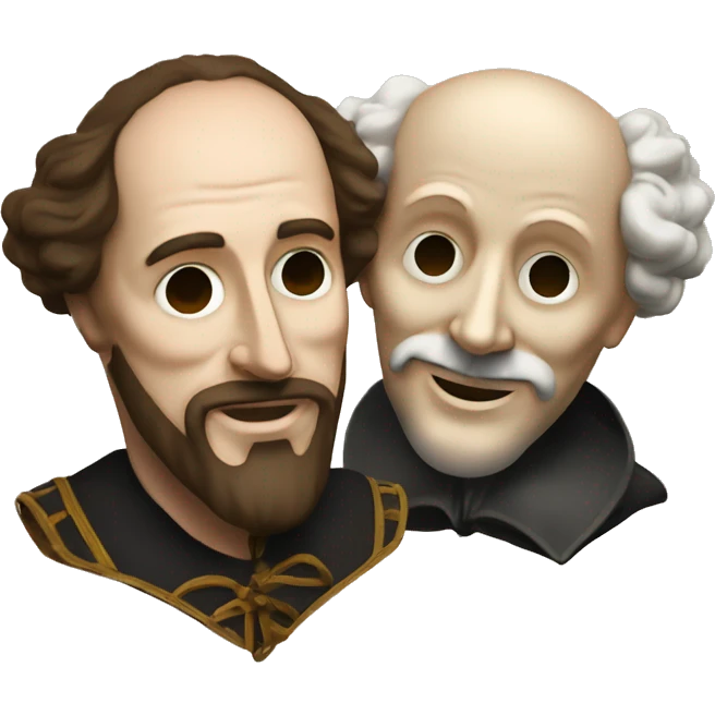 Shakespeare holds two masks in his hands - comedy and tragedy emoji