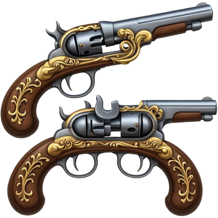 2 flintlock pistols crossed to make an x emoji