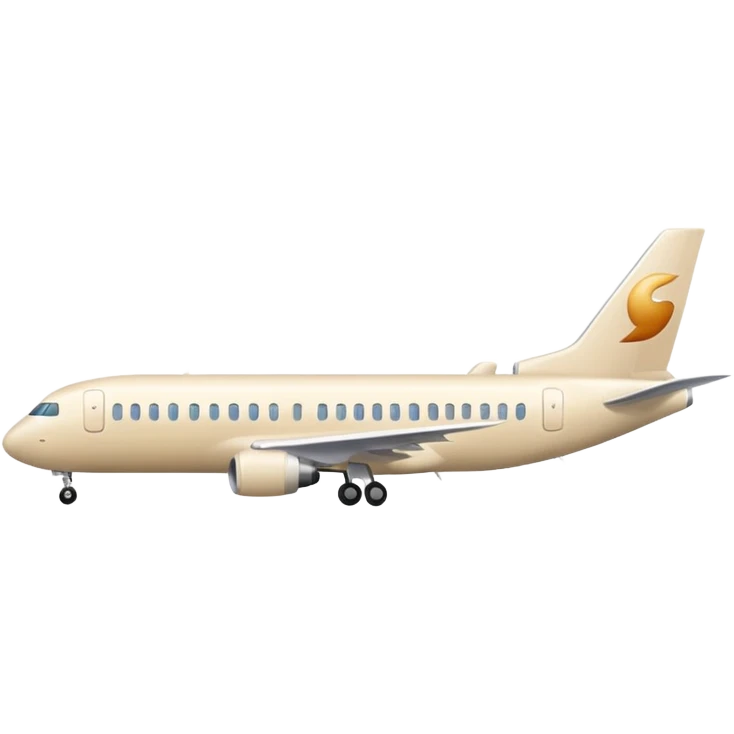 long passenger airplane, light beige (milky) color, Apple emoji style, no text emoji