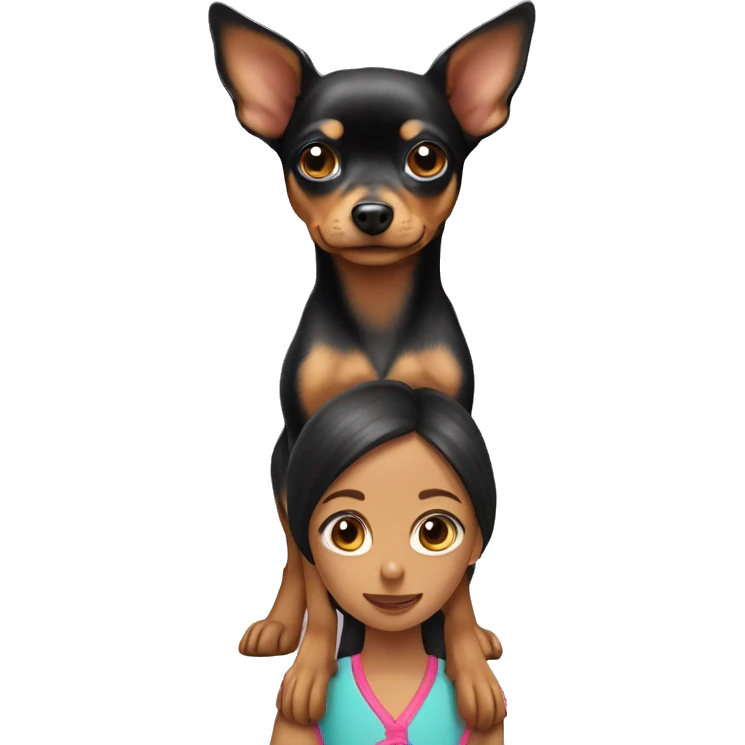 toy terrier with a girl in his arms emoji