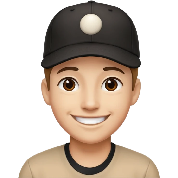 Smiling with black baseball cap emoji