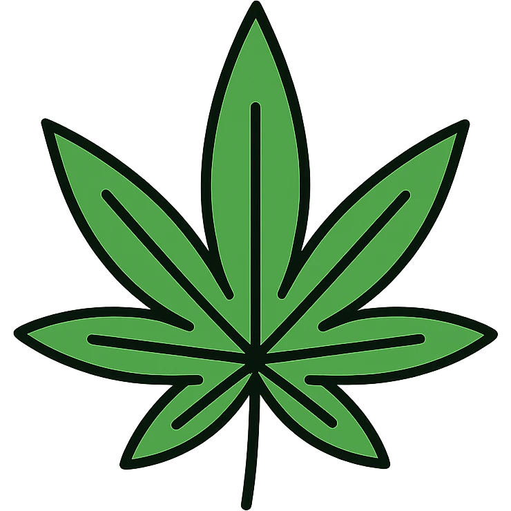 cannabis leaf, flat icon, green color, bold outline emoji