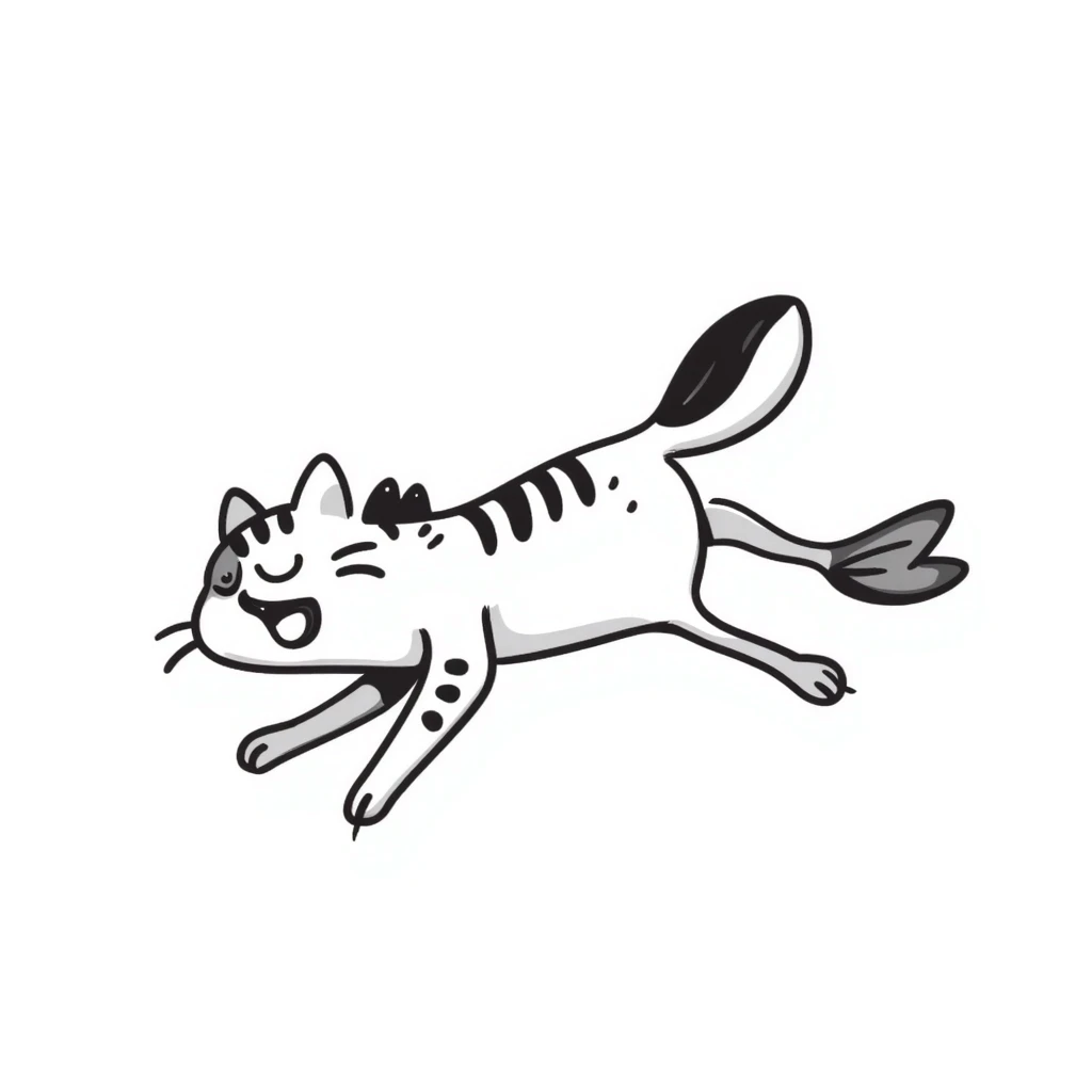 a fish crossed with a cat, illustrative style emoji