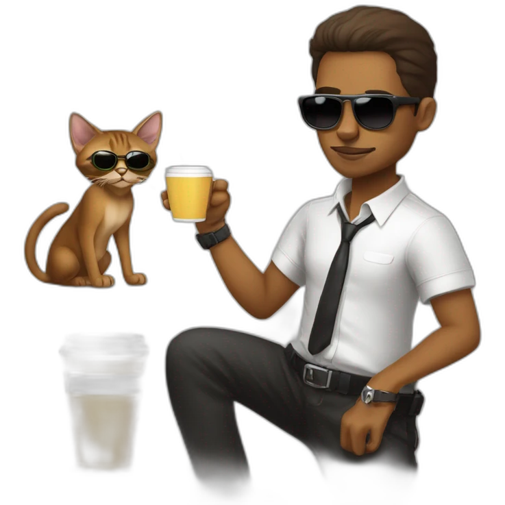 gangster-with-a-Abyssinian cat-gun-and-sunglasses-drinking-coffee emoji