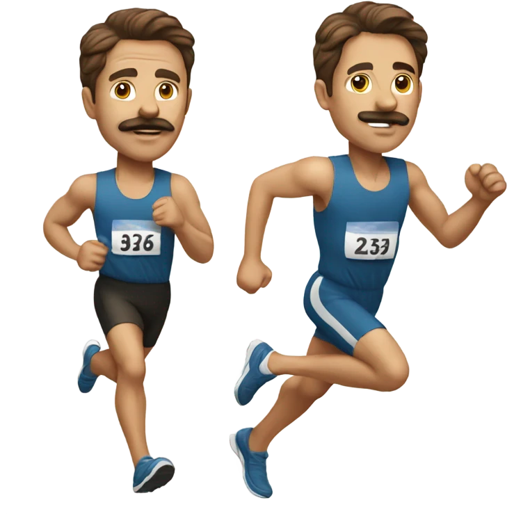 man brown hair with moustache running a race emoji