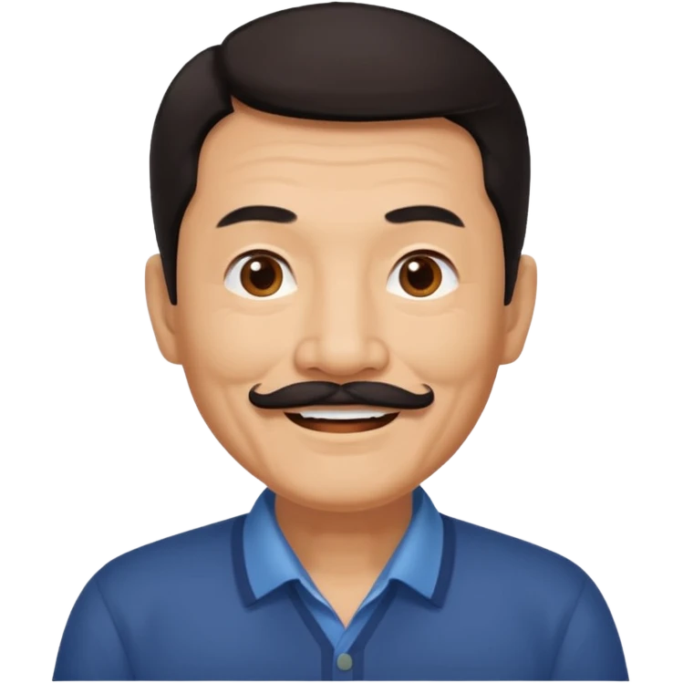 Older Chinese man with dark hair and full mustache emoji