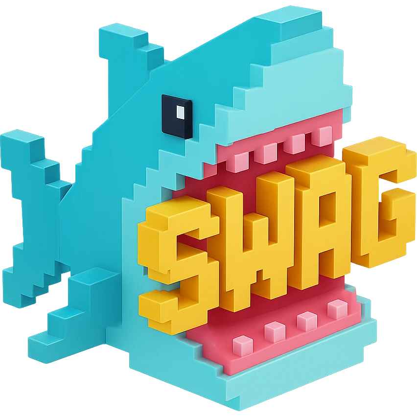 акула в пасти которой надпись SWAG, no background emoji