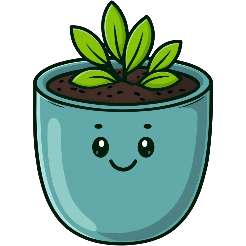 cartoon style chia seed with a smiling face emoji