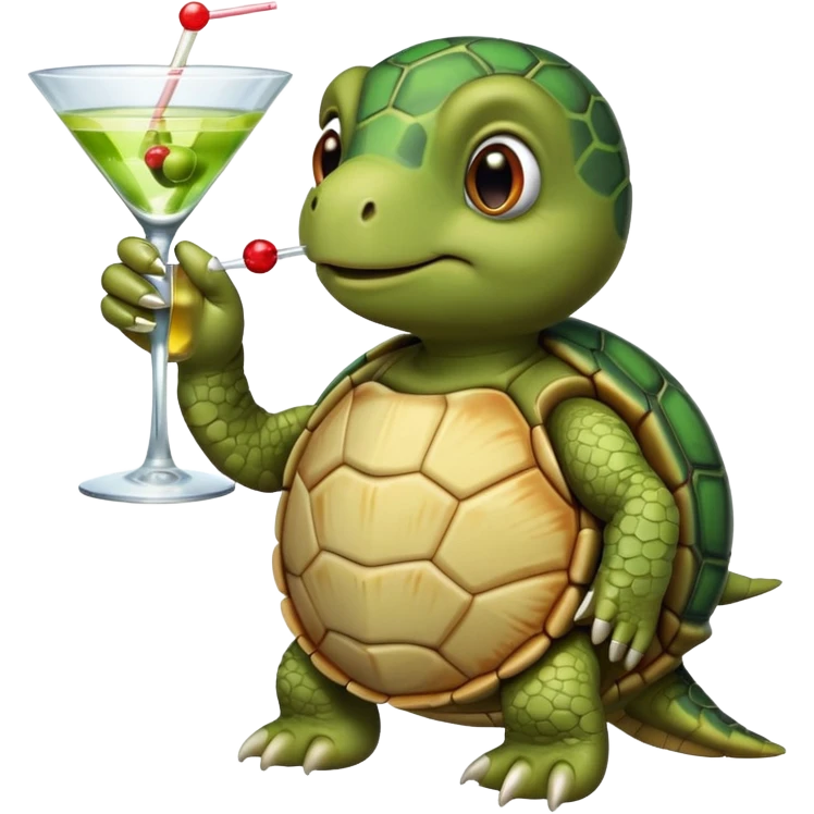 turtle wearing a watch drinking a martini emoji