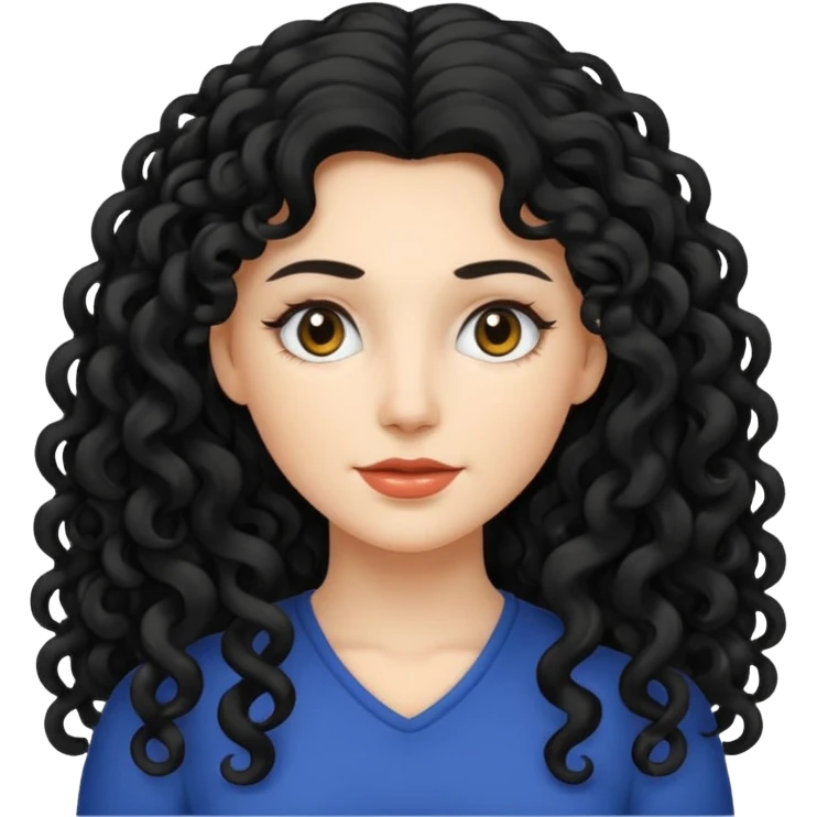 mujer blanca con cabello largo rizado negro emoji