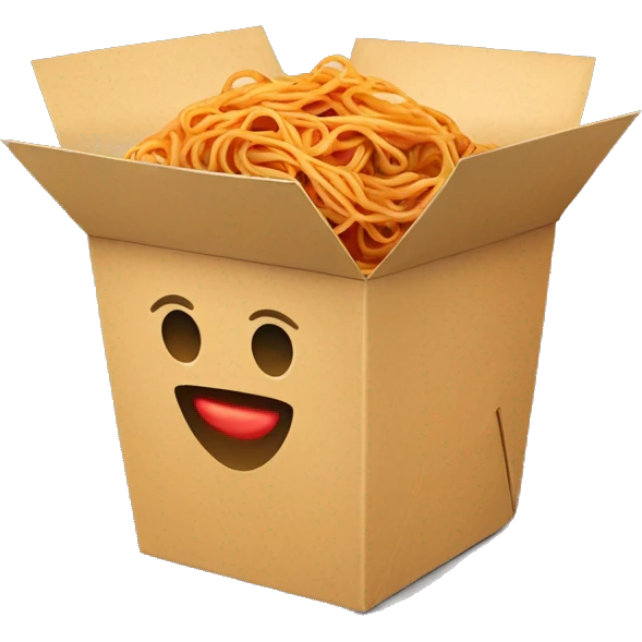 Chinese food takeout box with spaghetti inside emoji
