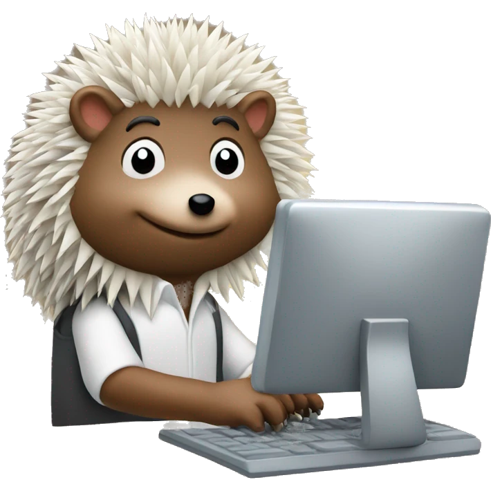 An hedgehog working on  computer emoji
