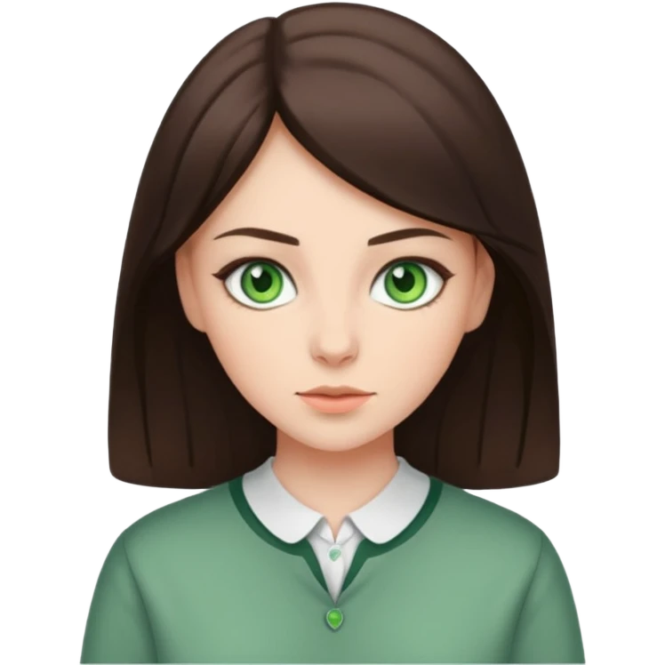 A brunette sister with green eyes and a brunette sister with green eyes in different clothes emoji