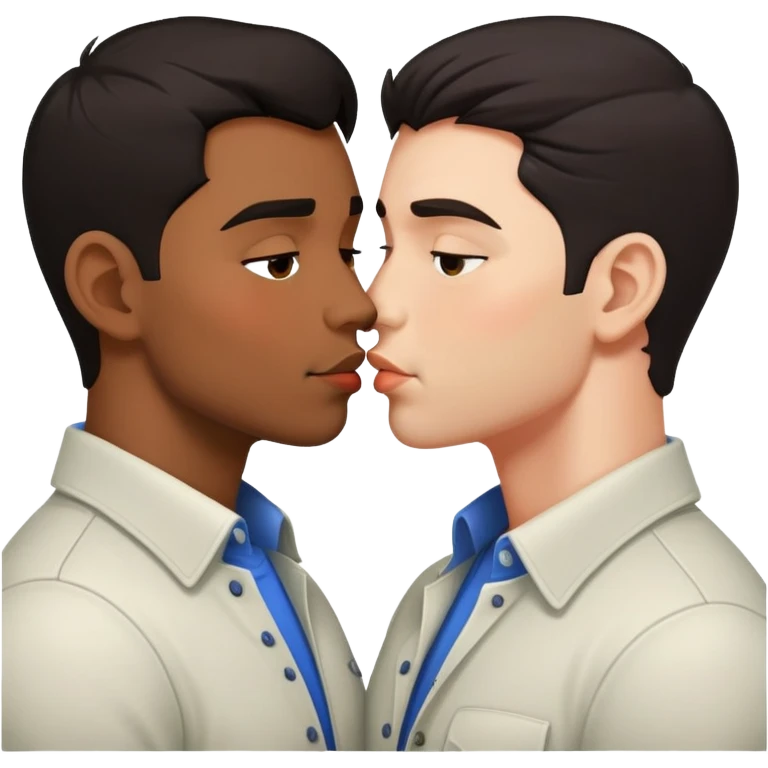 gay men kissing one, one dark hair emoji