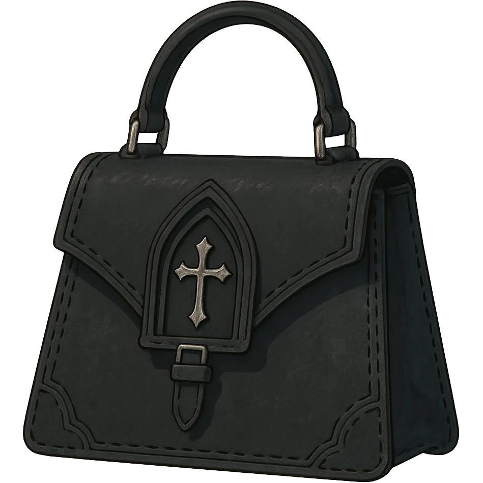 Back white gothic purse without background emoji
