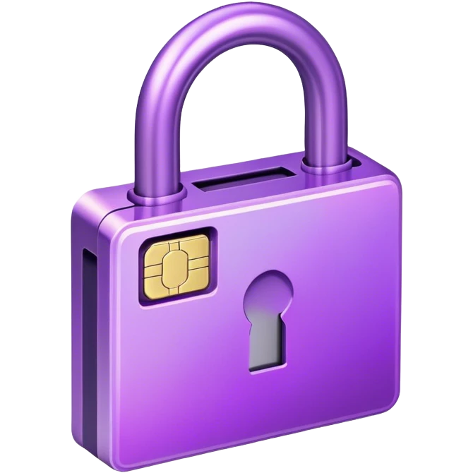 Holographic purple lock with purple credit card emoji
