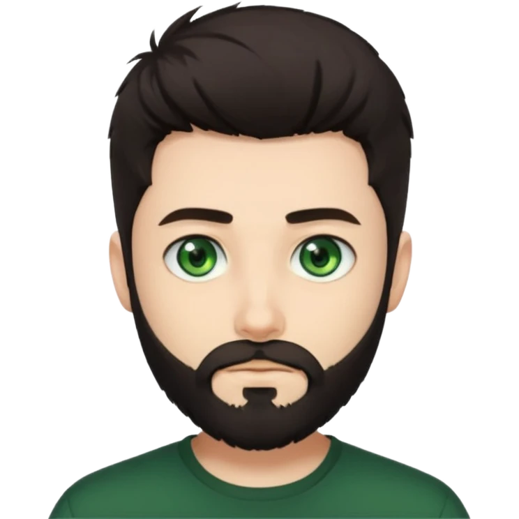 Man with a short full beard, Styled hair, Best looking man in the planet, onepiece style dark hair, green ejey, more anime style emoji