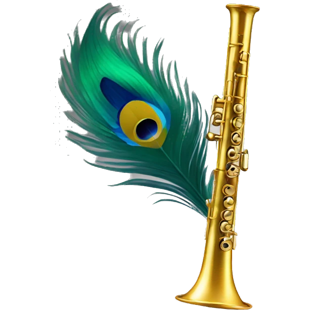 Flute with peacock feather  emoji