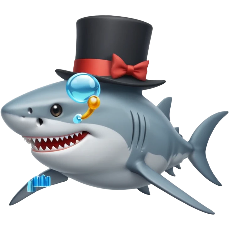 Shark with a top hat emoji