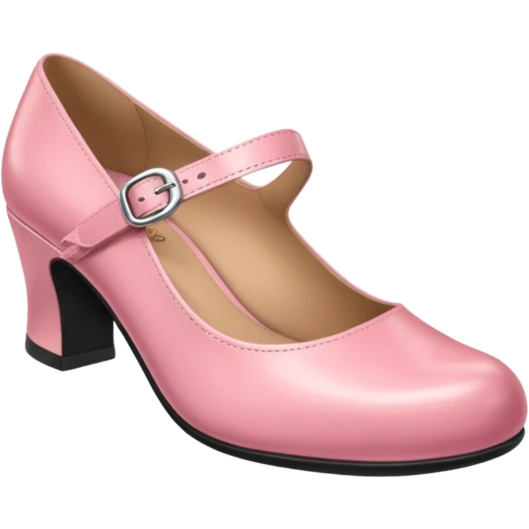 Has a rounded toe and a strap across the instep — one pink pair resembles this style.Mary Jane emoji